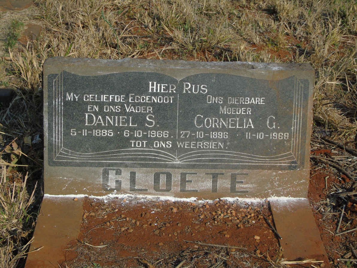 CLOETE Daniel S. 1885-1966 &amp; Cornelia G. 1896-1969