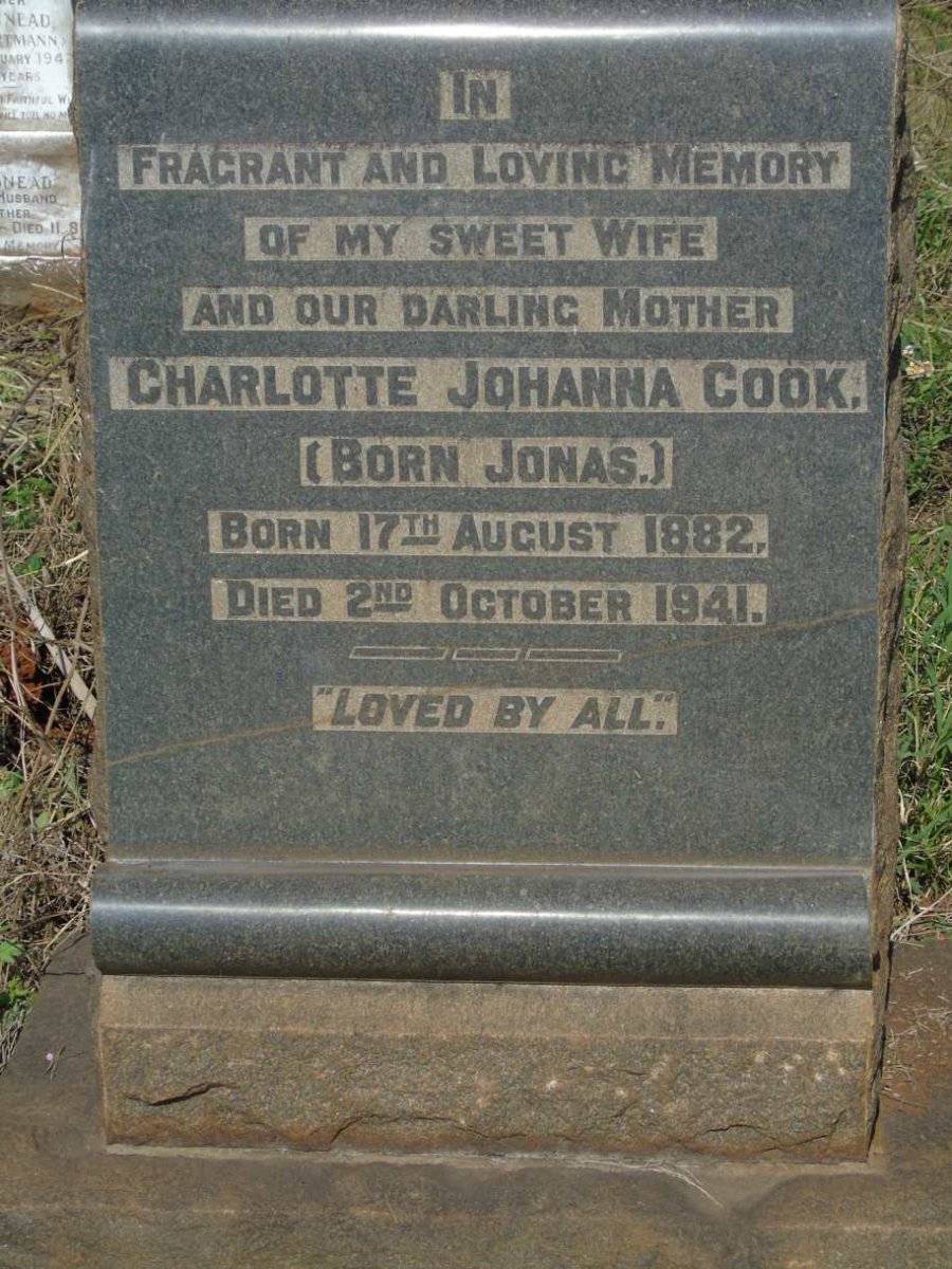 COOK Charlotte Johanna nee JONAS 1882-1941