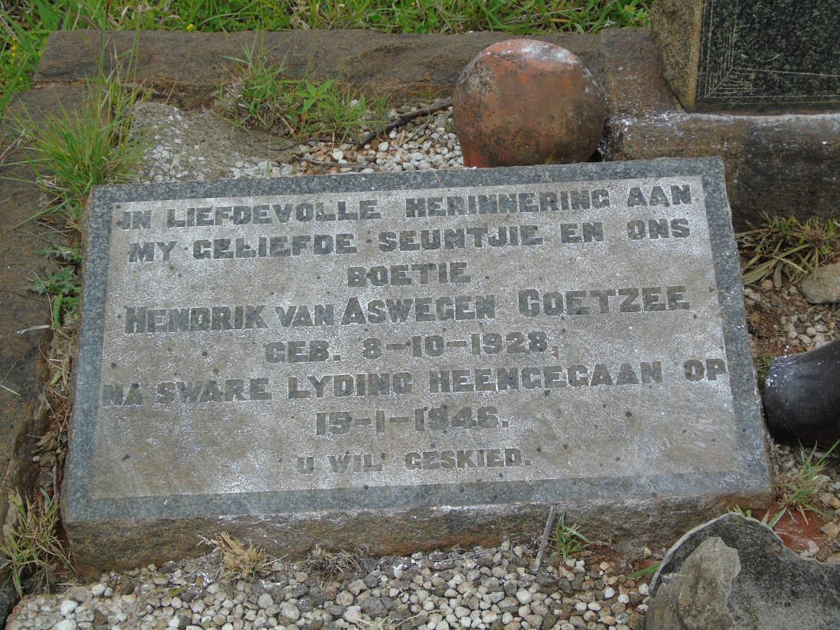 COETZEE Hendrik Van Aswegen 1928-1946