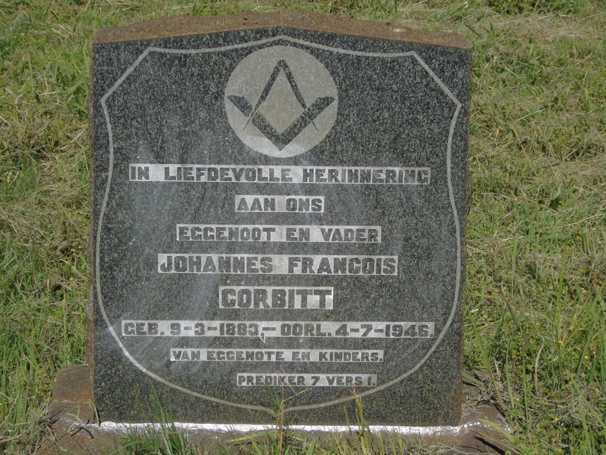 CORBITT Johannes Francois 1883-1946