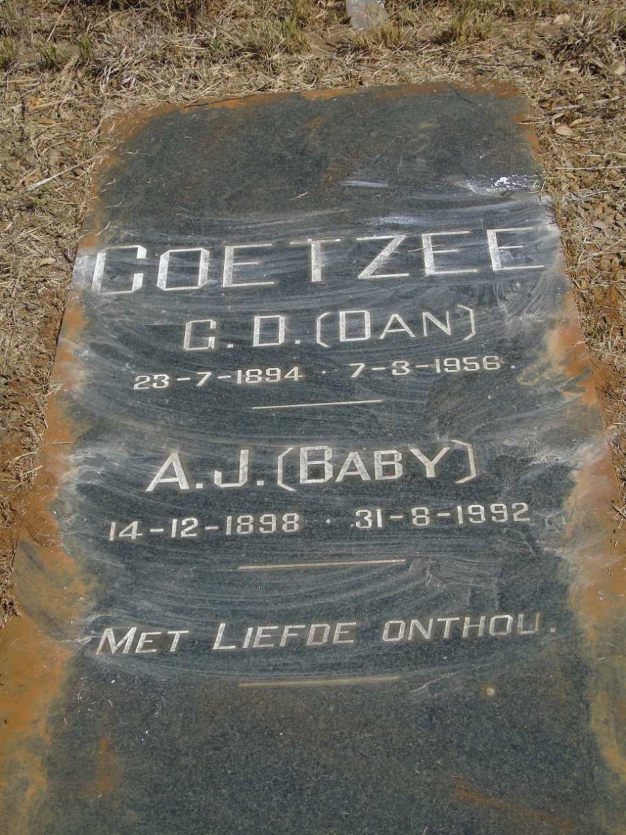 COETZEE G.D. 1894-1956 & A.J. 1898-1992