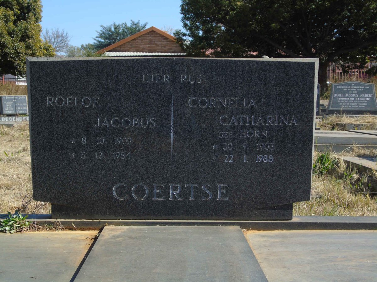 COERTSE Roelof Jacobus 1903-1984 &amp; Cornelia Catharina HORN 1903-1988