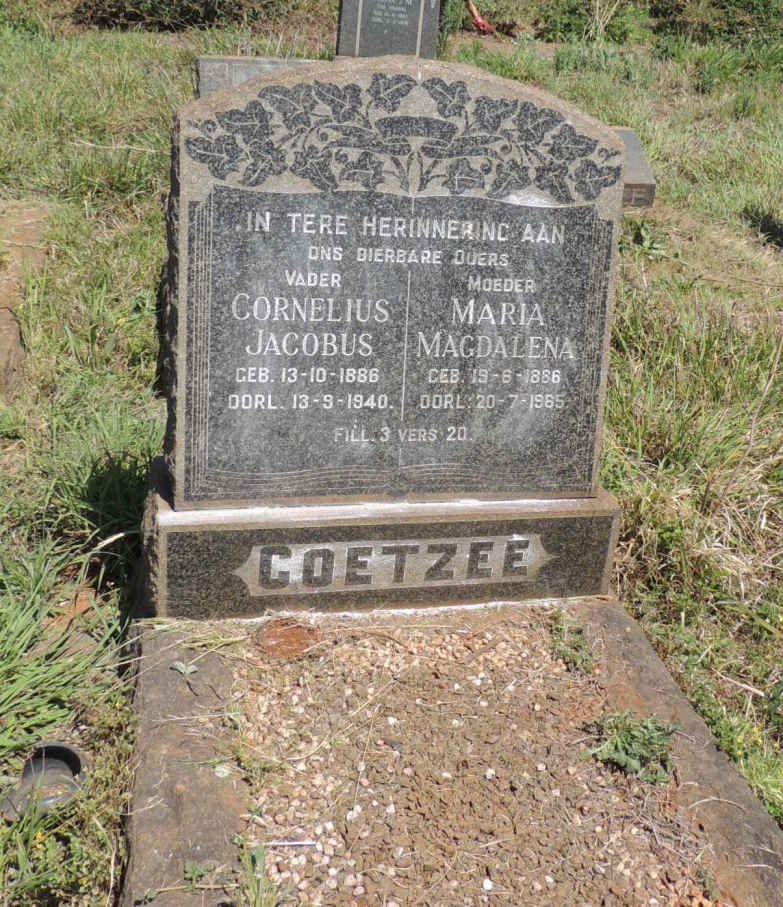 COETZEE Cornelius Jacobus 1886-1940 &amp; Maria Magdalena 1886-1965
