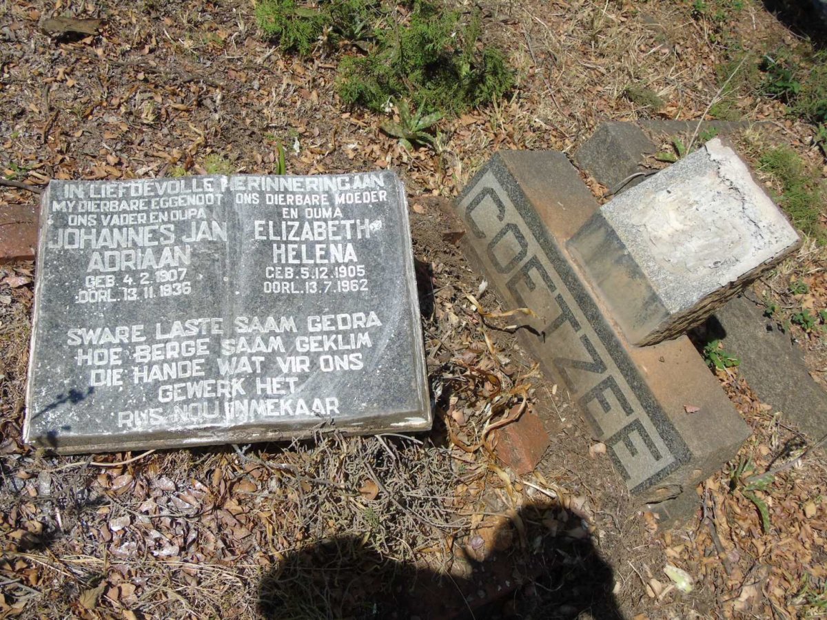 COETZEE Johannes Jan Adriaan 1907-1936 & Elizabeth Helena 1905-1962