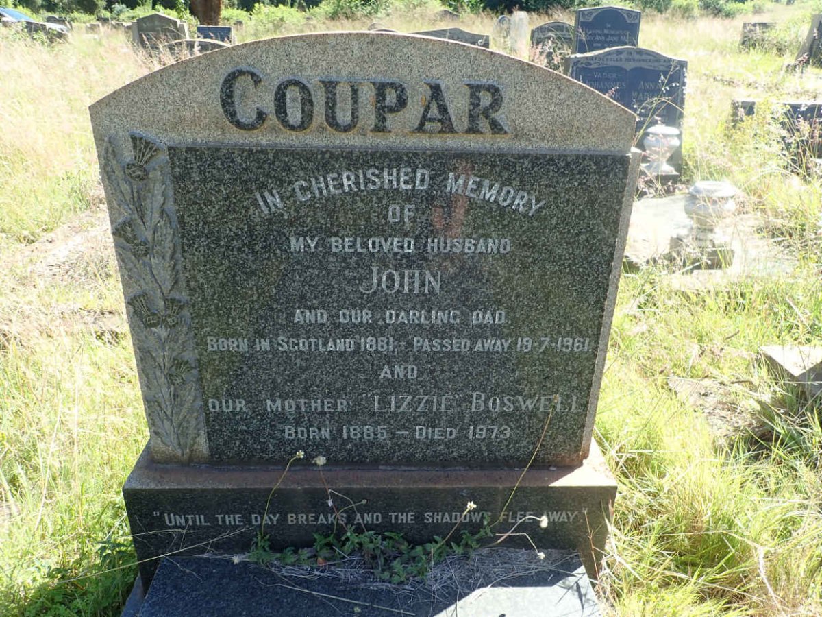COUPAR John 1881-1961 &amp; Lizzie BOSWELL 1885-1973
