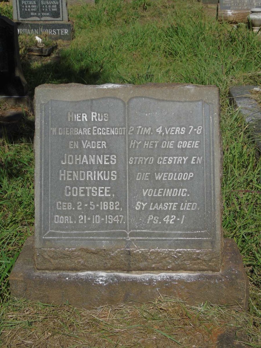 COETSEE Johannes Hendrikus 1882-1947