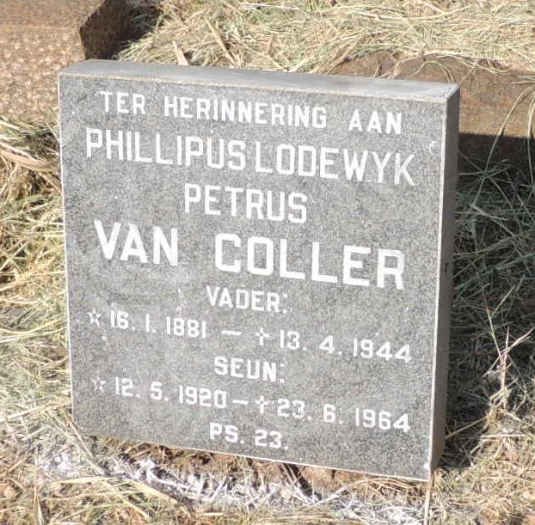 COLLER Phillipus Lodewyk Petrus, van 1881-1944 :: VAN COLLER 1920-1964
