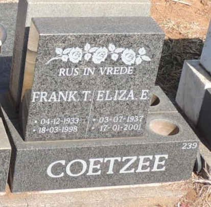 COETZEE Frank T. 1933-1998 & Eliza E. 1937-2001