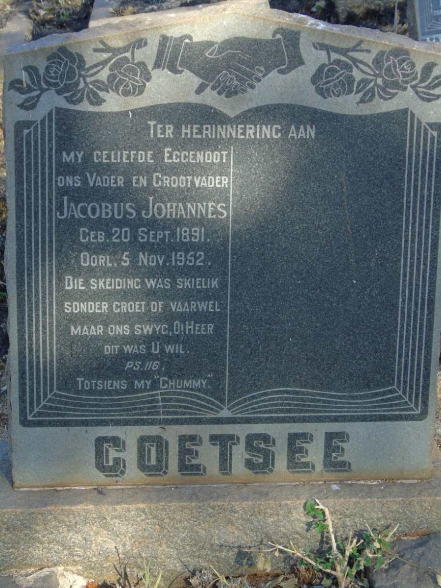 COETSEE Jacobus Johannes 1891-1952
