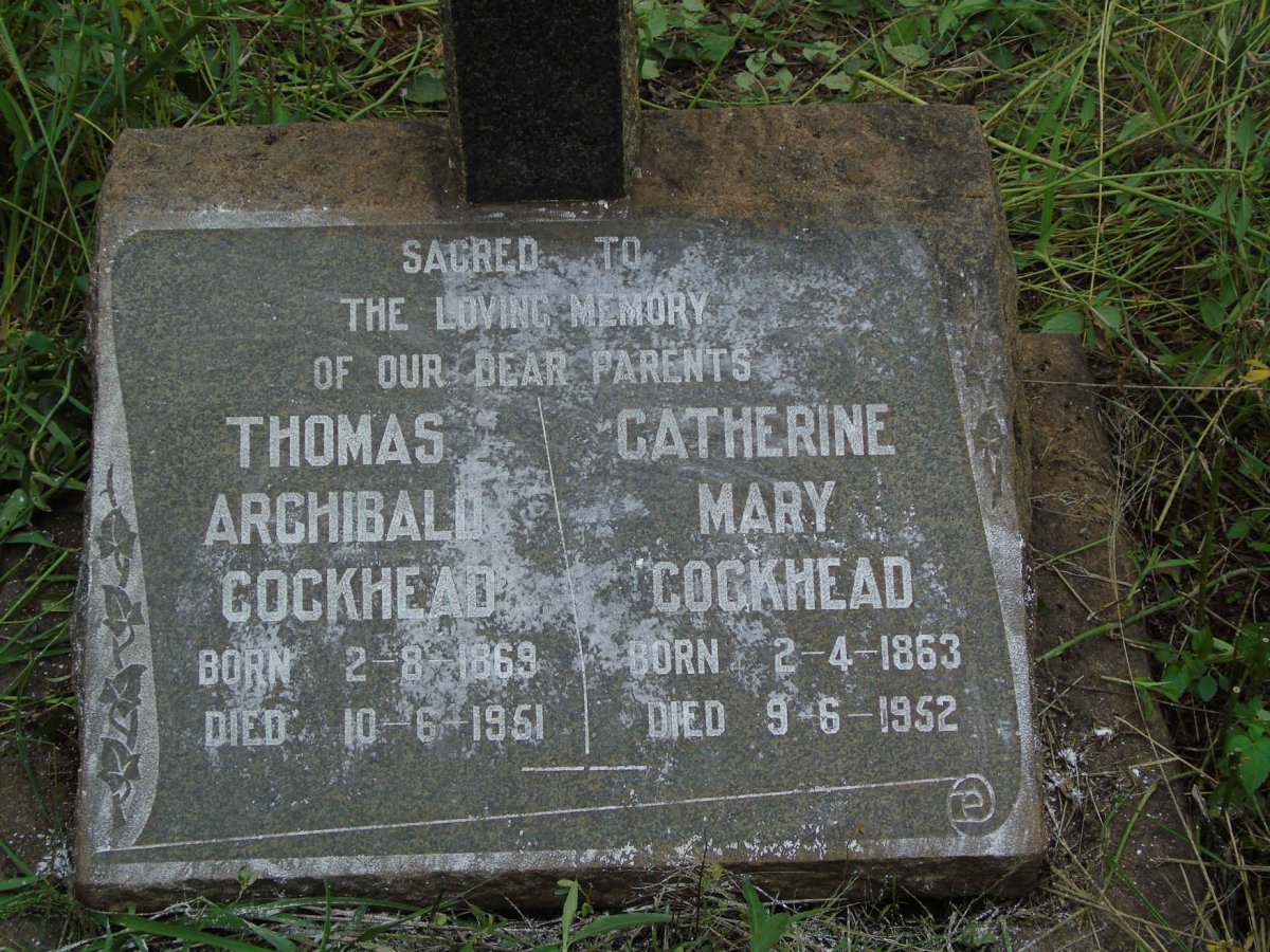 COCKHEAD Thomas Archibald 1869-1951 &amp; Catherine Mary 1863-1952