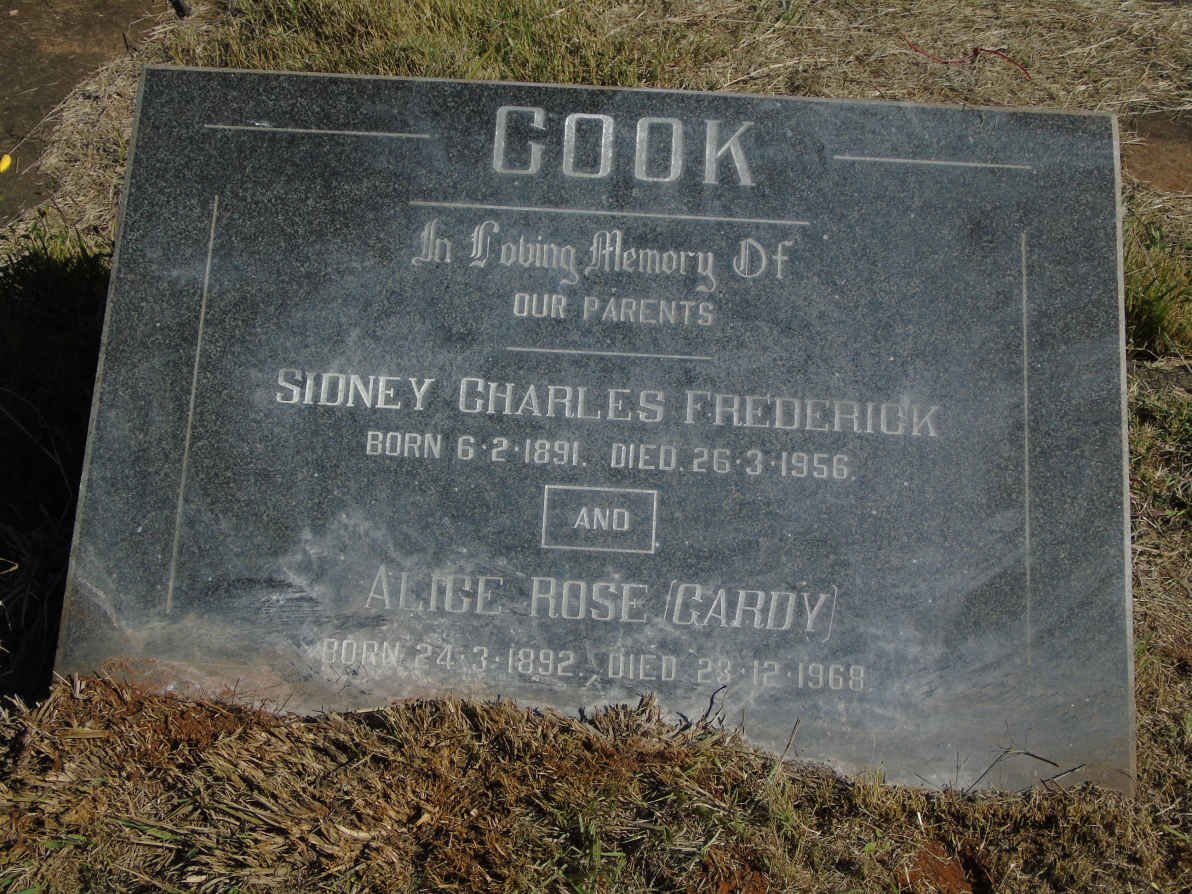 COOK Sidney Charles Frederick 1891-1956 &amp; Alice Rose 1892-1968