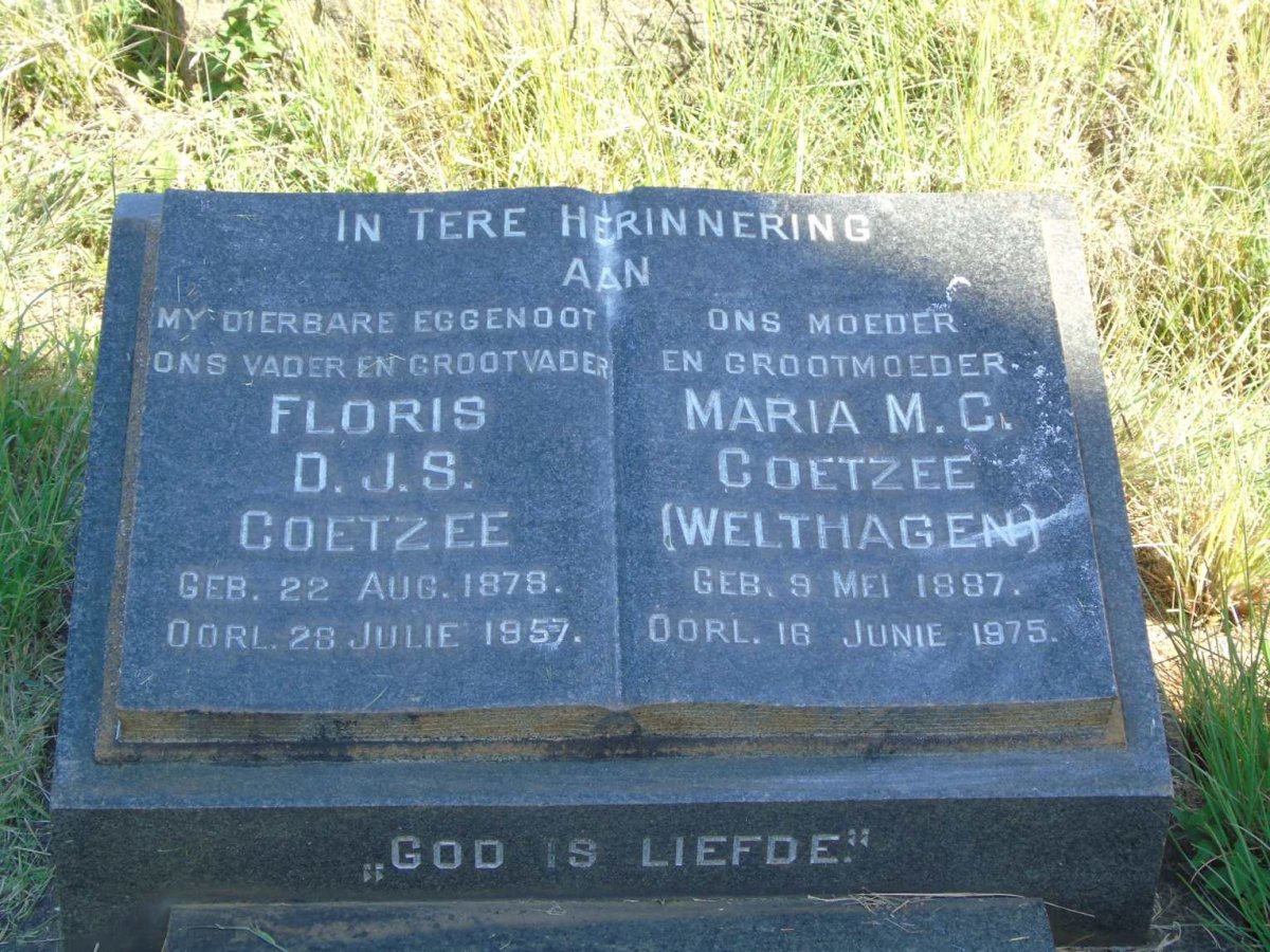 COETZEE Floris D.J.S 1878-1957 & Maria M.C. WELTHAGEN 1887-1975