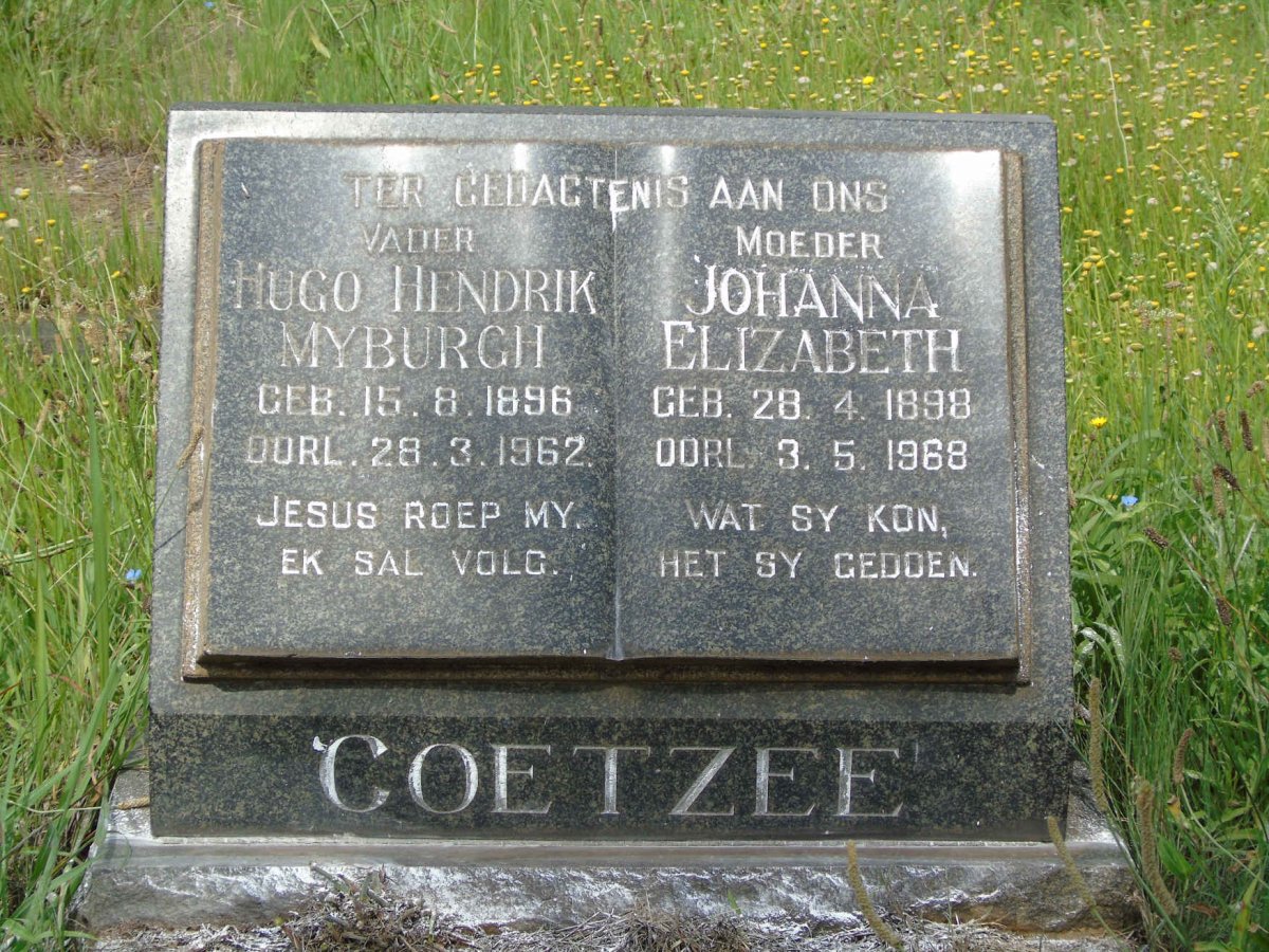 COETZEE Hugo Hendrik Myburgh 1896-1962 &amp; Johanna Elizabeth 1898-1968