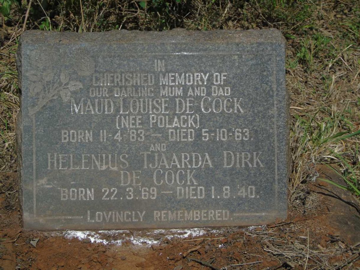 COCK Helenius Tjaarda Dirk, de 1869-1940 & Maud Louise POLACK 1883-1963