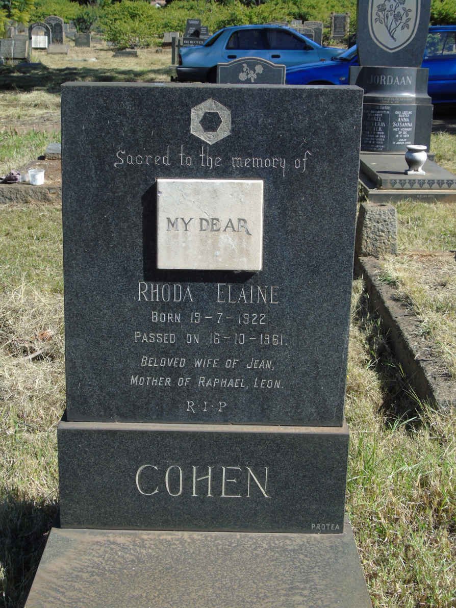 COHEN Rhoda Elaine 1922-1962