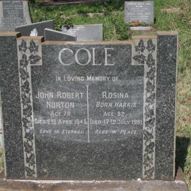 COLE John Robert Norton -1945 & Rosina HARRIS -1961 :: COLE Clara Martha Norton 1895-1987