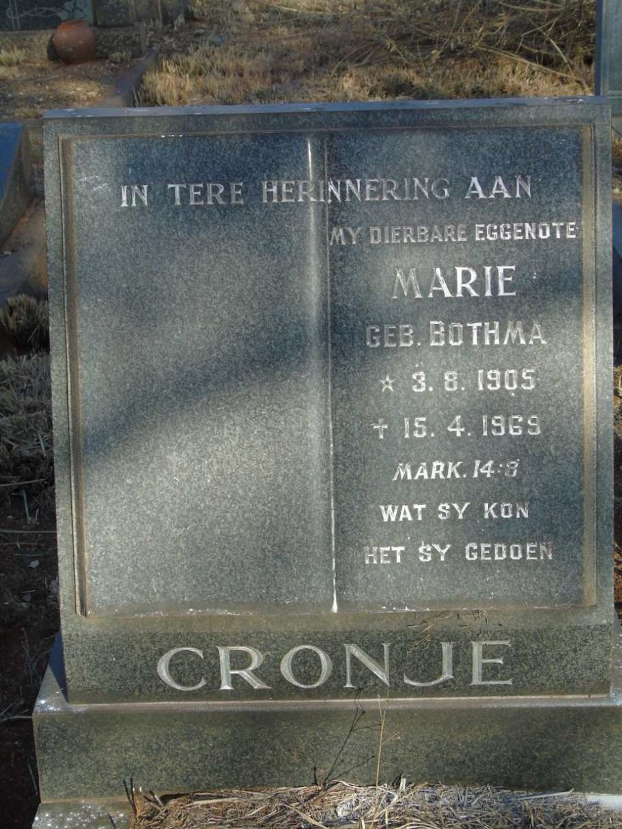CRONJE Marie nee BOTHMA 1905-1969