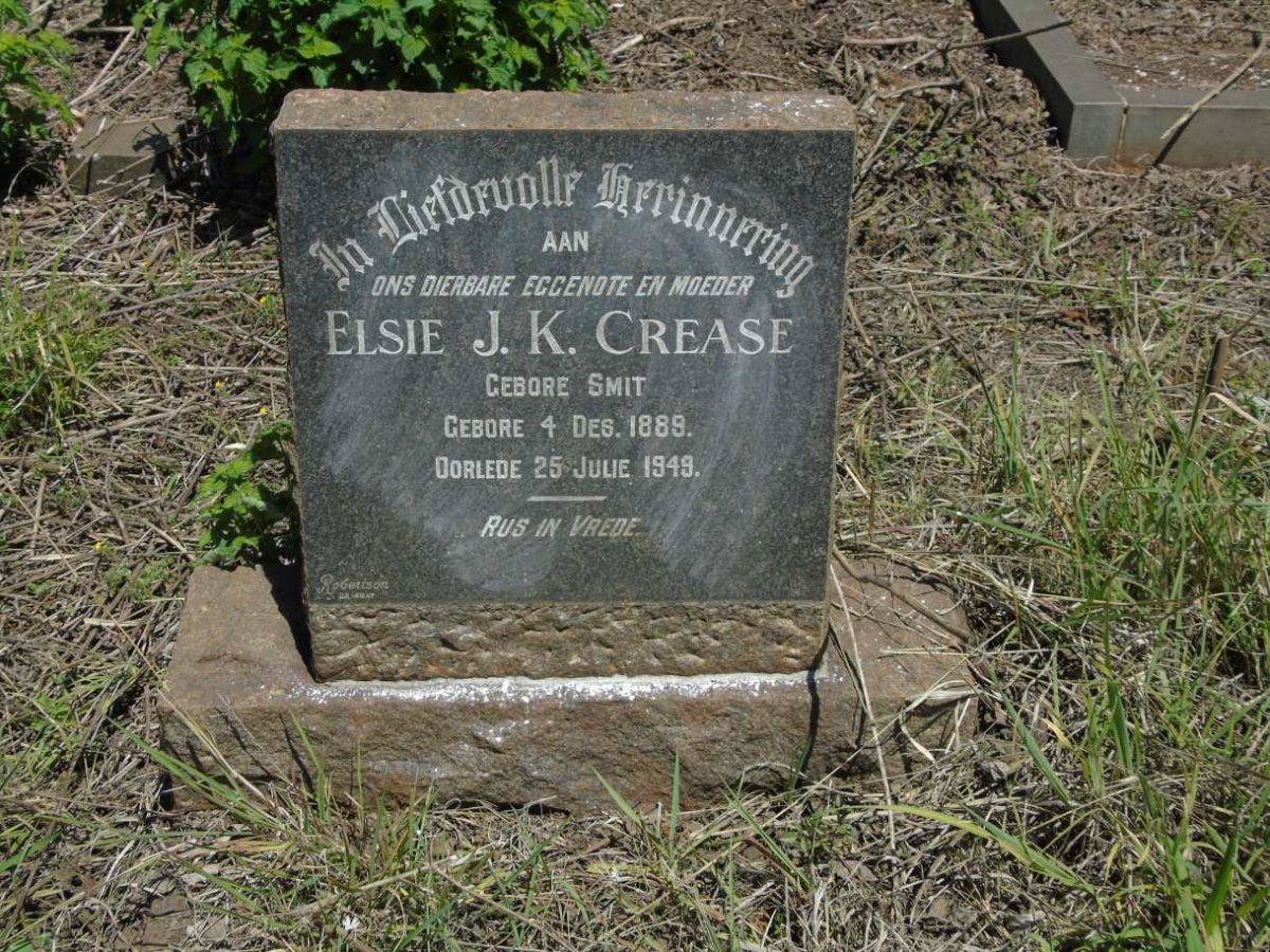 CREASE Elsie J.K. nee SMIT 1889-1949