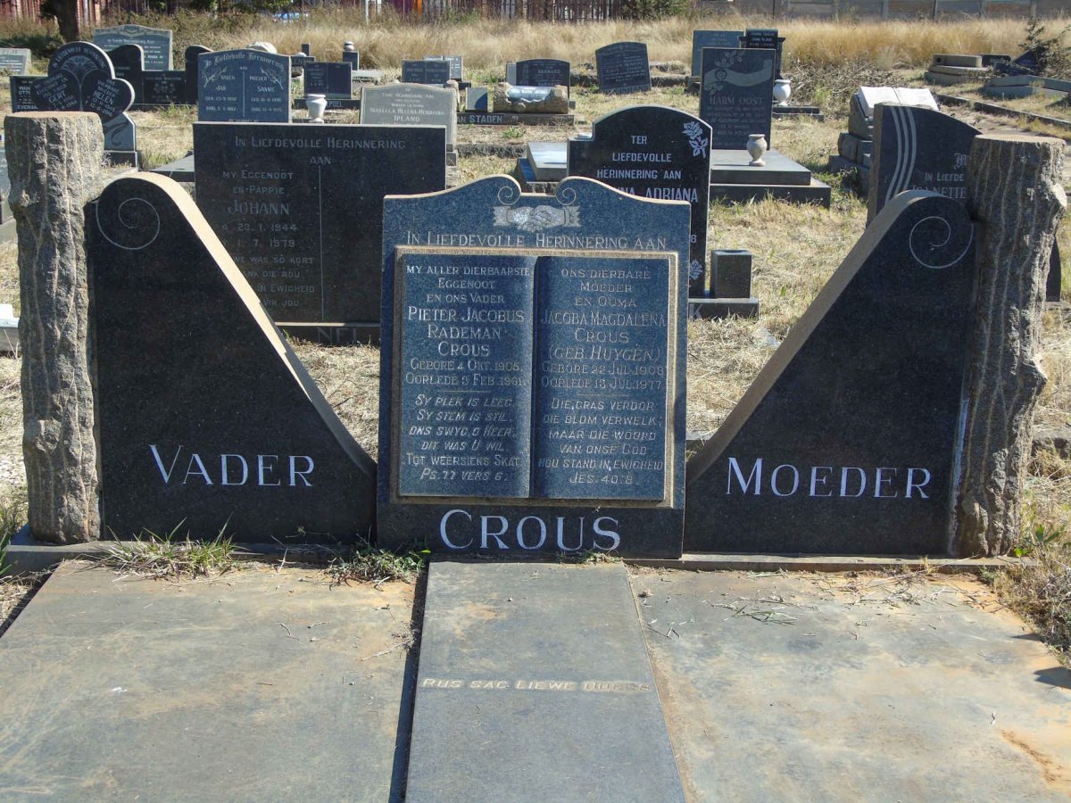 CROUS Pieter Jacobus Rademan 1905-1961 &amp; Jacoba Magdalena HUYGEN 1908?-1977