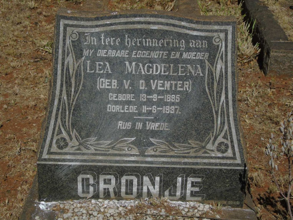 CRONJE Lea Magdelena nee V.D. VENTER 1895-1937