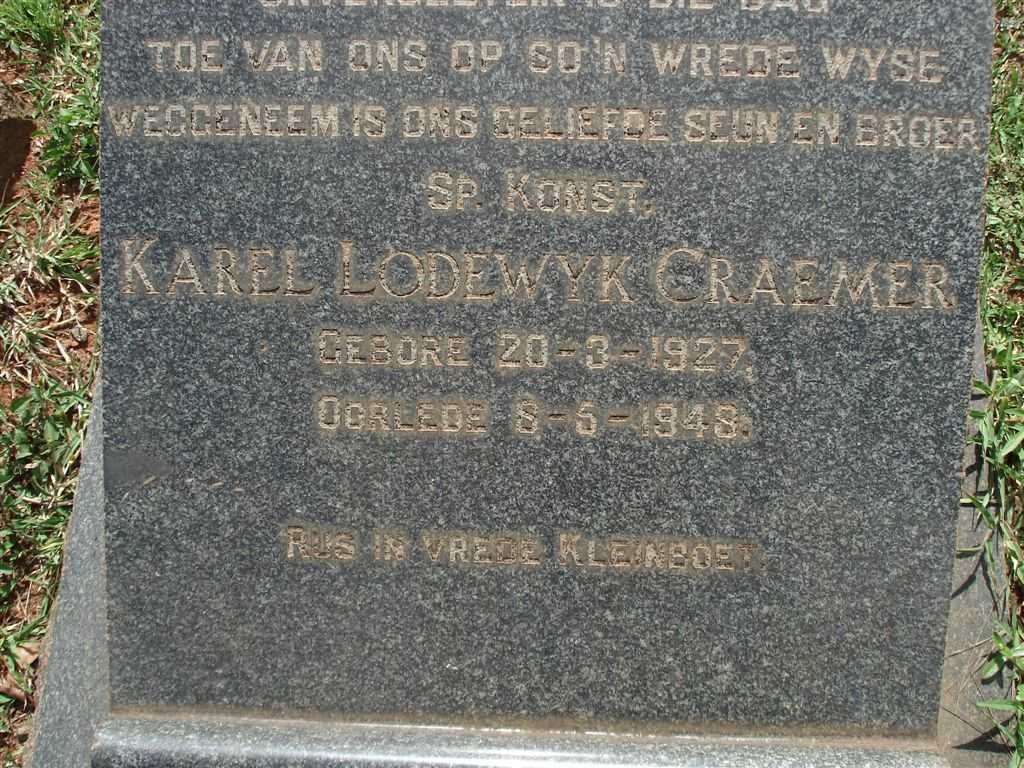 CRAEMER Karel Lodewyk 1927-1948