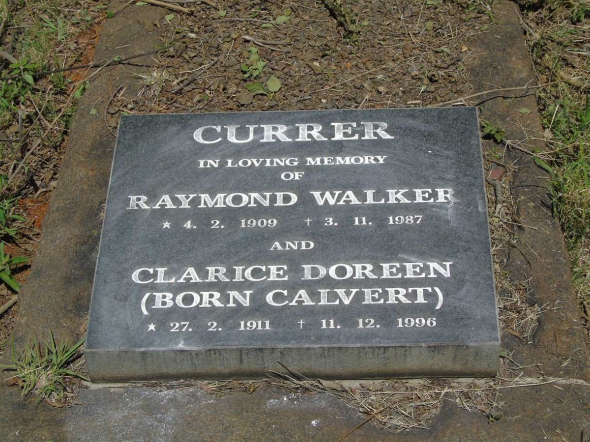 CURRER Raymond Walker 1909-1987 & Clarice Doreen CALVERT 1911-1996