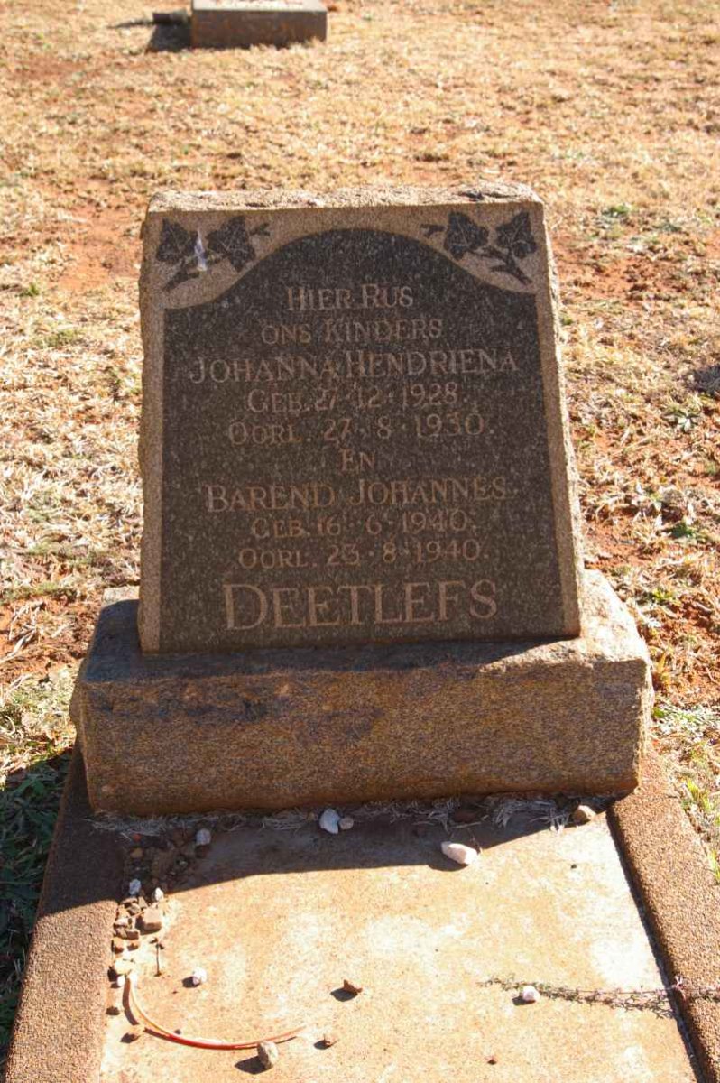 DEETLEFS Johanna Hendriena 1928-1930 :: DEETLEFS Johannes 1940-1940
