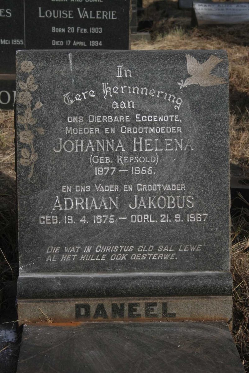 DANEEL Adriaan Jacobus 1875-1967 & Johanna Helena REPSOLD 1877-1955