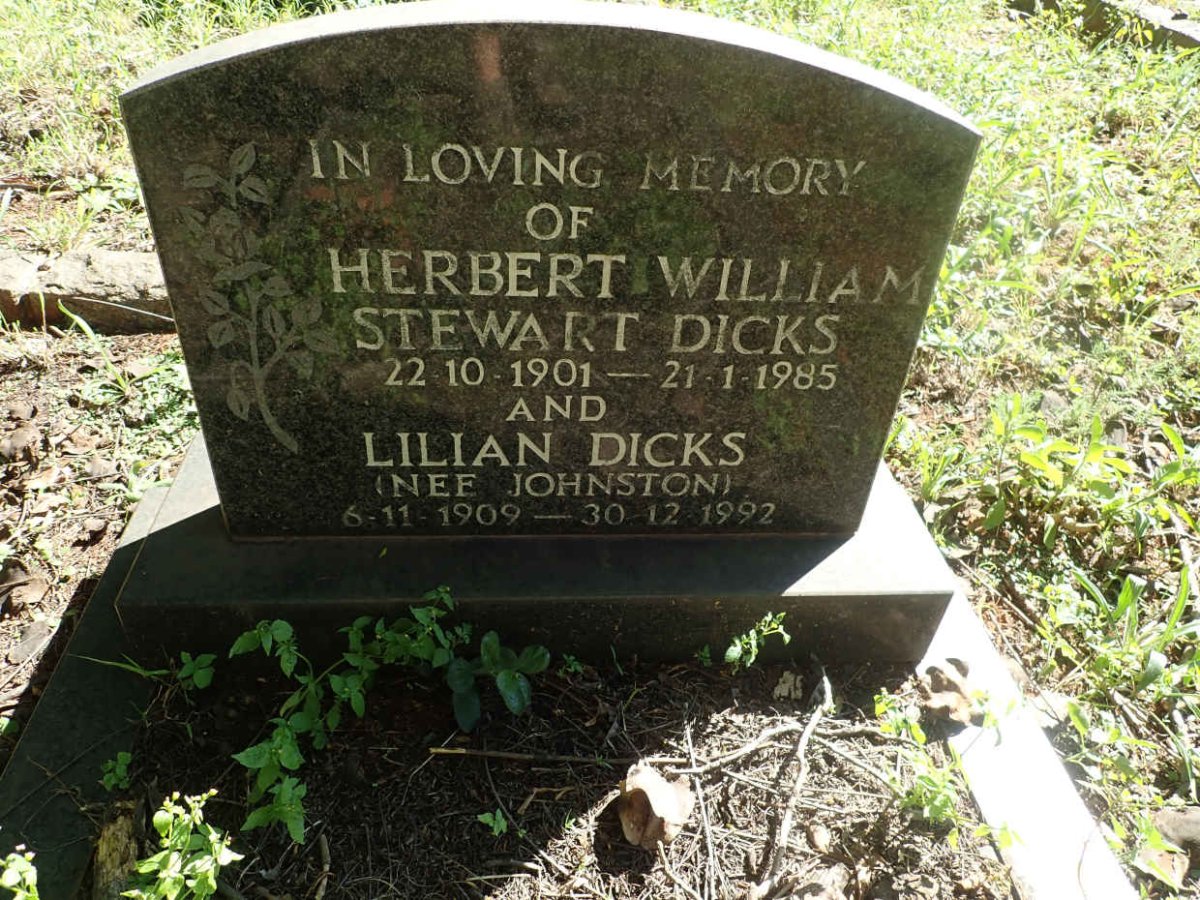 DICKS Herbert William Stewart 1901-1985 &amp; Lilian JOHNSTON 1909-1992