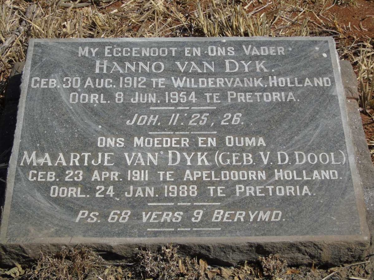 DYK Hanno, van 1912-1954 & Maartje V.D. DOOL 1911-1988