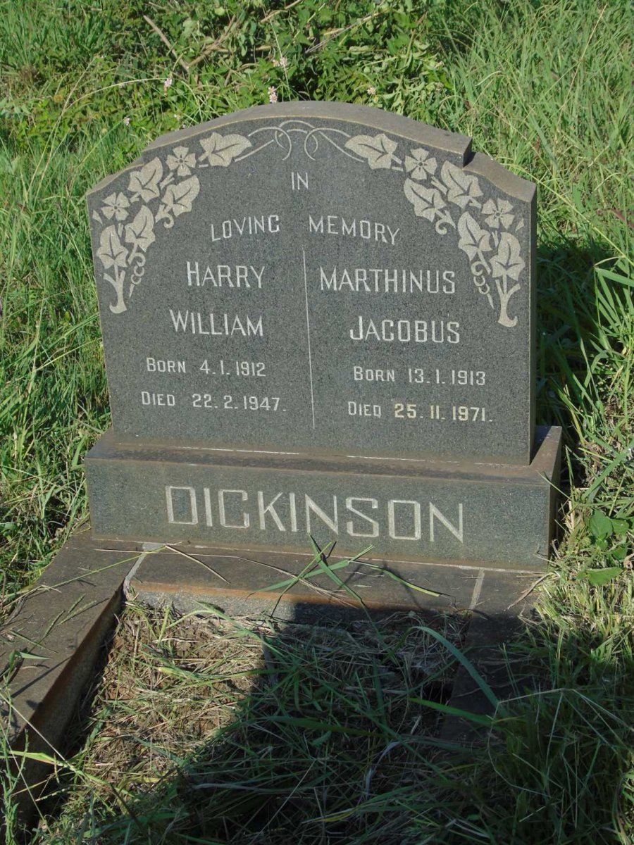 DICKINSON Harry William 1912-1947 :: DICKINSON Marthinus Jacobus 1913-1971