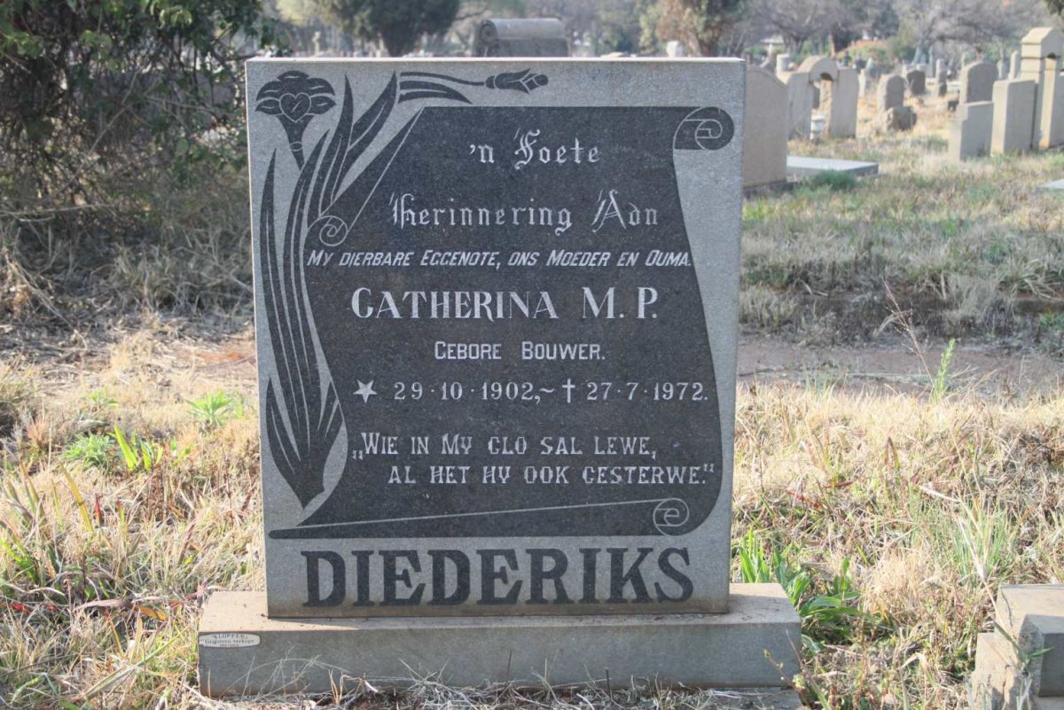 DIEDERIKS Catherina M.P. nee BOUWER 1902-1972