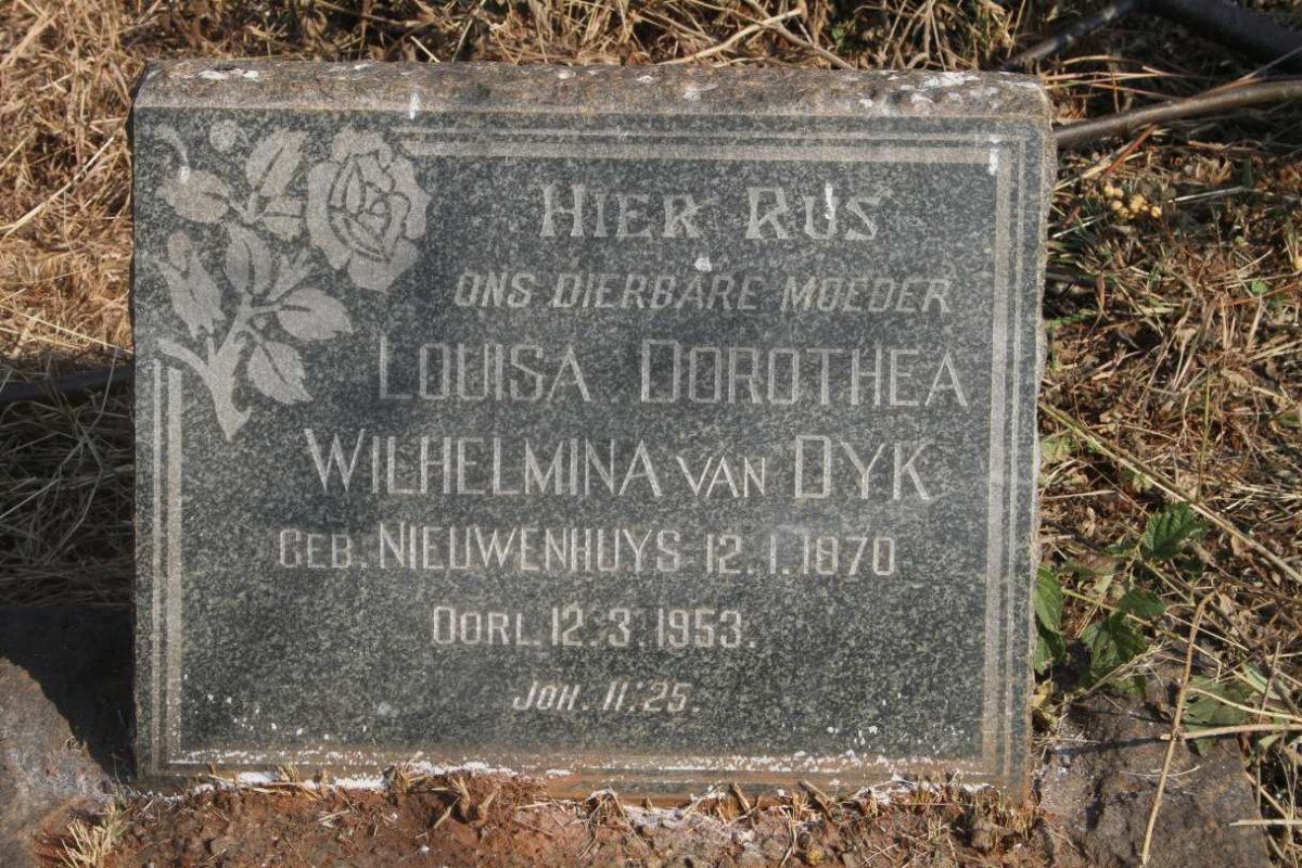 DYK Louisa Dorothea Wilhelmina, van nee NIEUWENHUYS 1870-1953