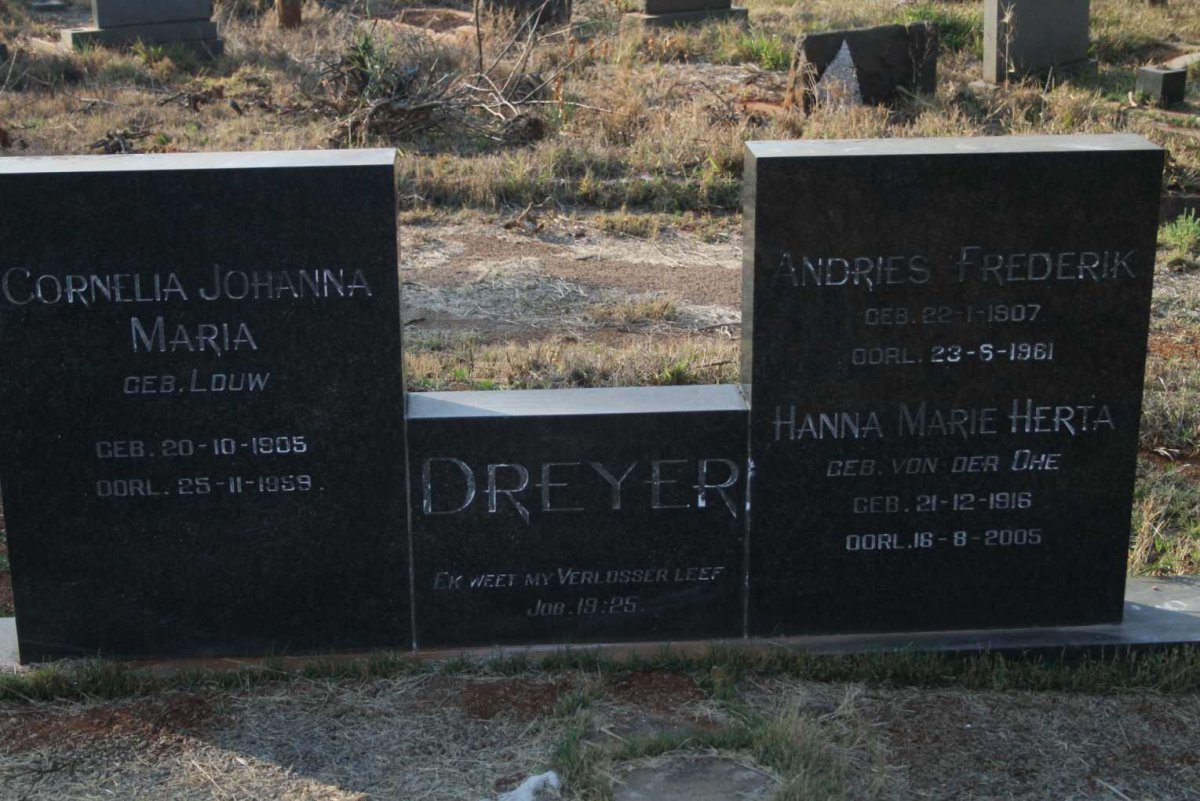 DREYER Andries Frederik 1907-1961 &amp; Cornelia Johanna Maria LOUW 1905-1959