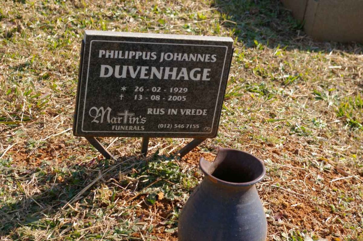 DUVENHAGE Philippus Johannes 1929-2005