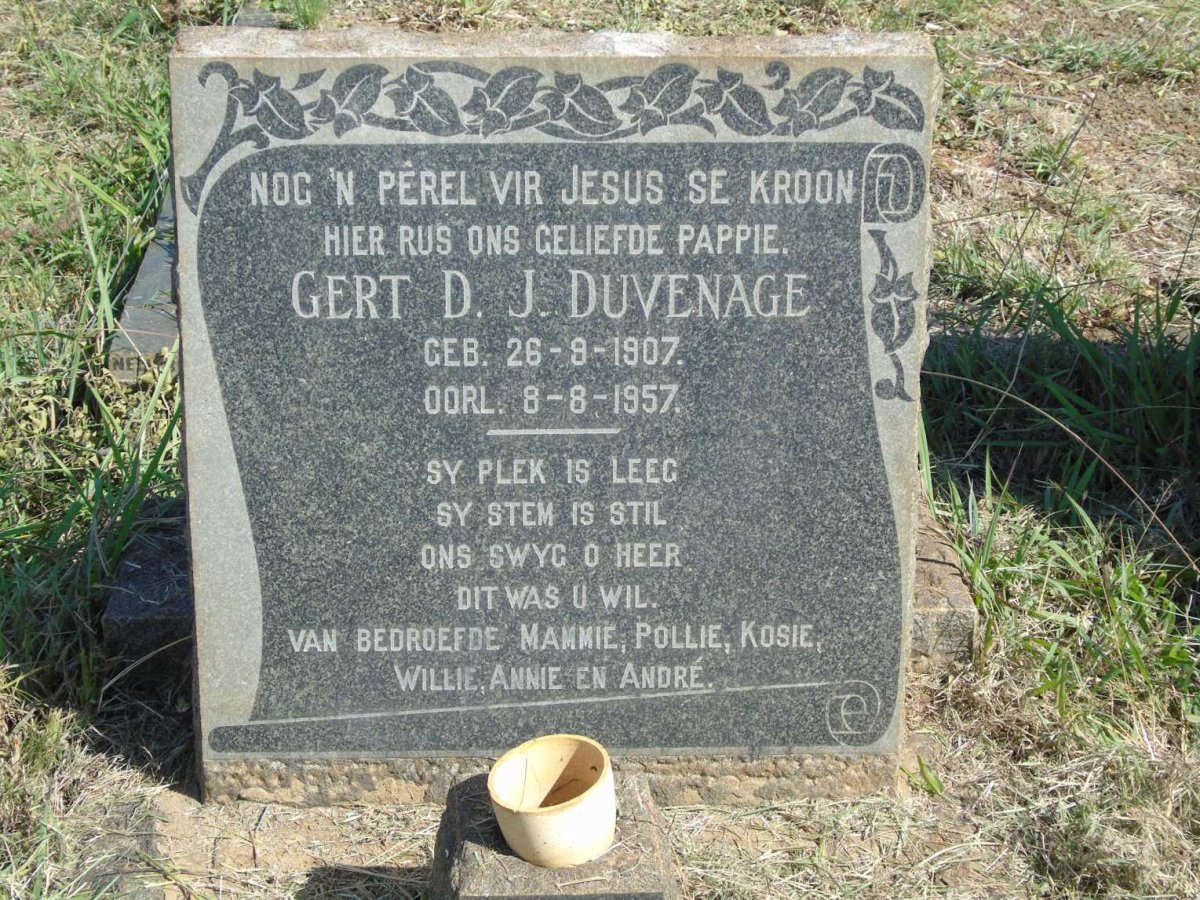 DUVENAGE Gert D.J. 1907-1957