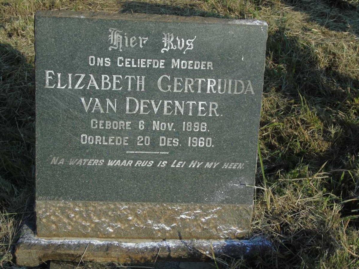 DEVENTER Elizabeth Gertruida, van 1896-1960