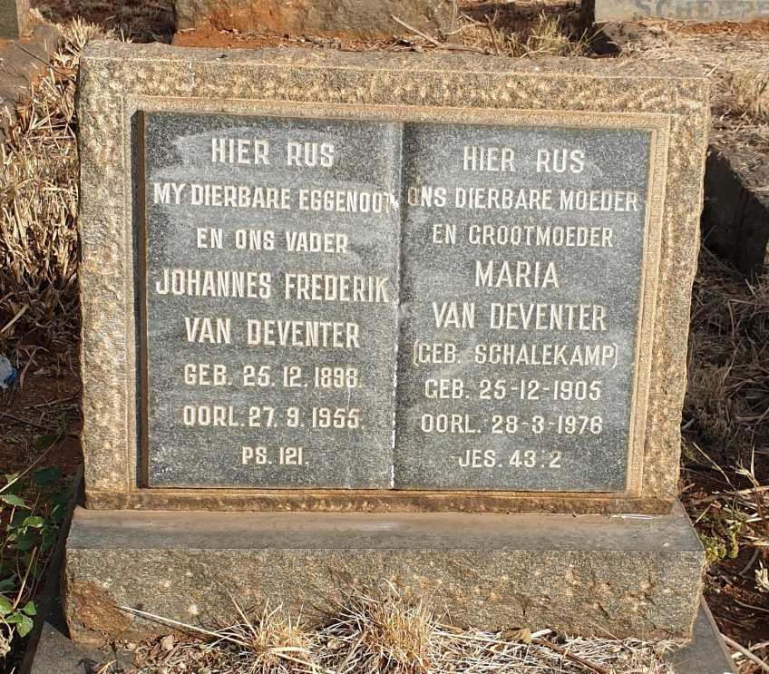 DEVENTER Johannes Frederik, van 1898-1955 & Maria SCHALEKAMP 1905-1978