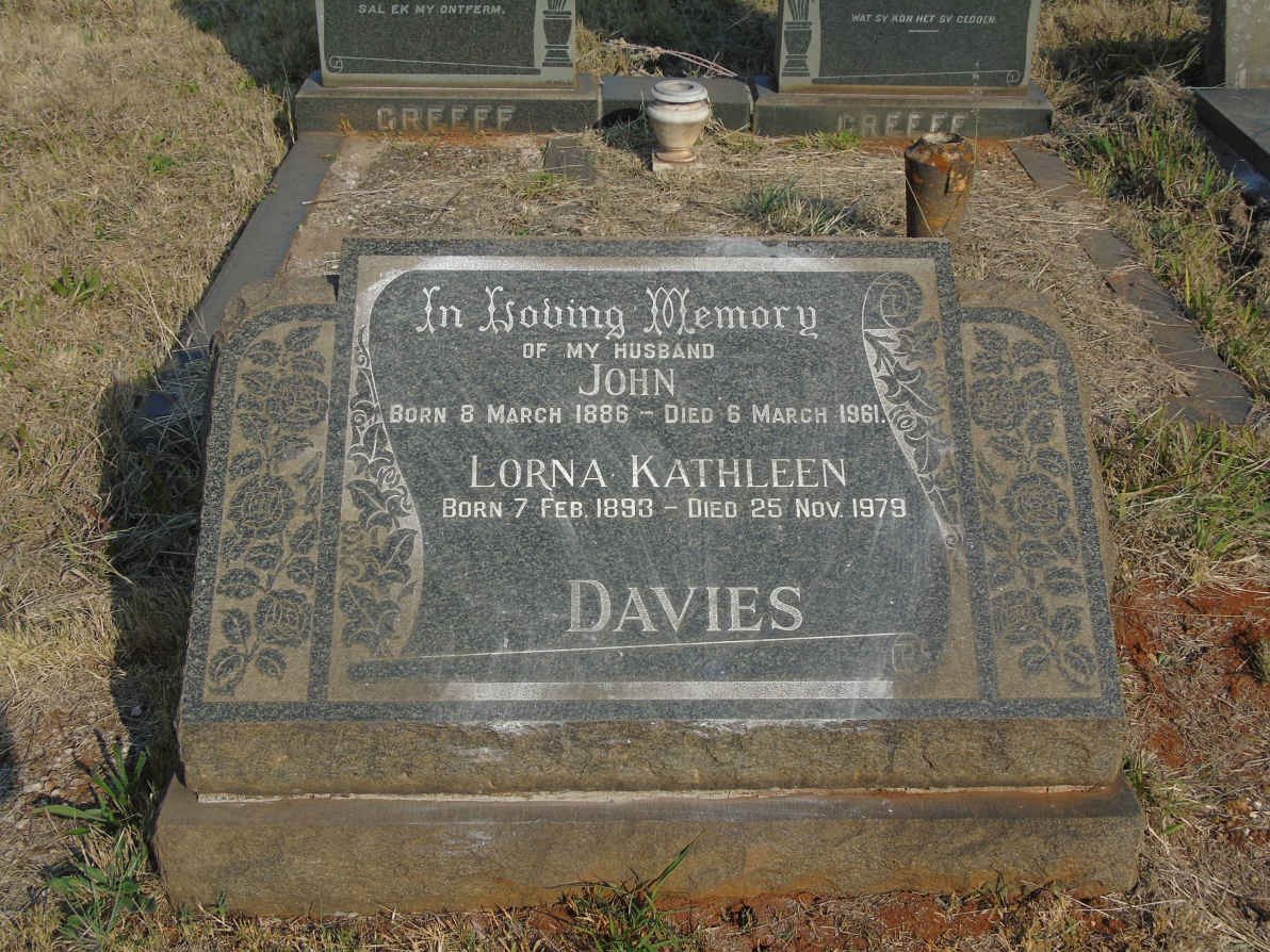 DAVIES John 1886-1961 &amp; Lorna Kathleen 1893-1979