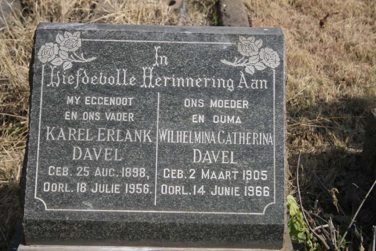 DAVEL Karel Erlank 1898-1956 & Wilhelmina Catherina 1905-1966