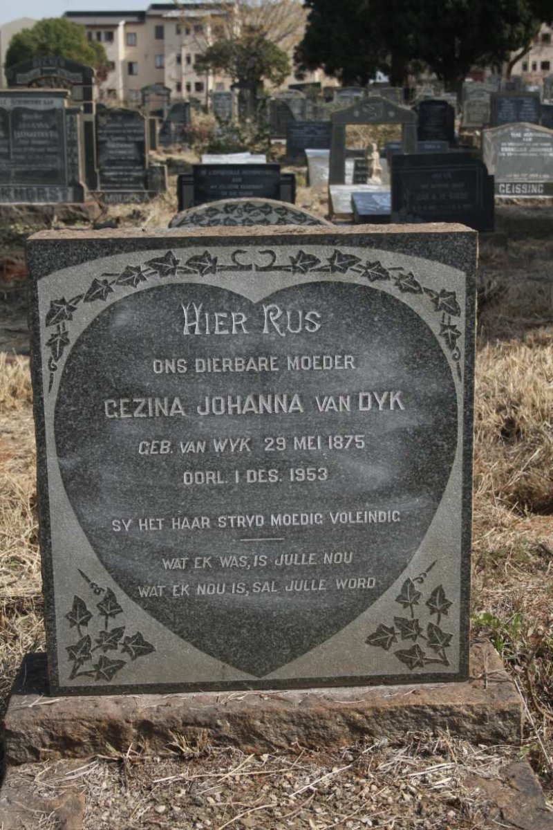 DYK Gezina Johanna, van nee VAN WYK 1875-1953
