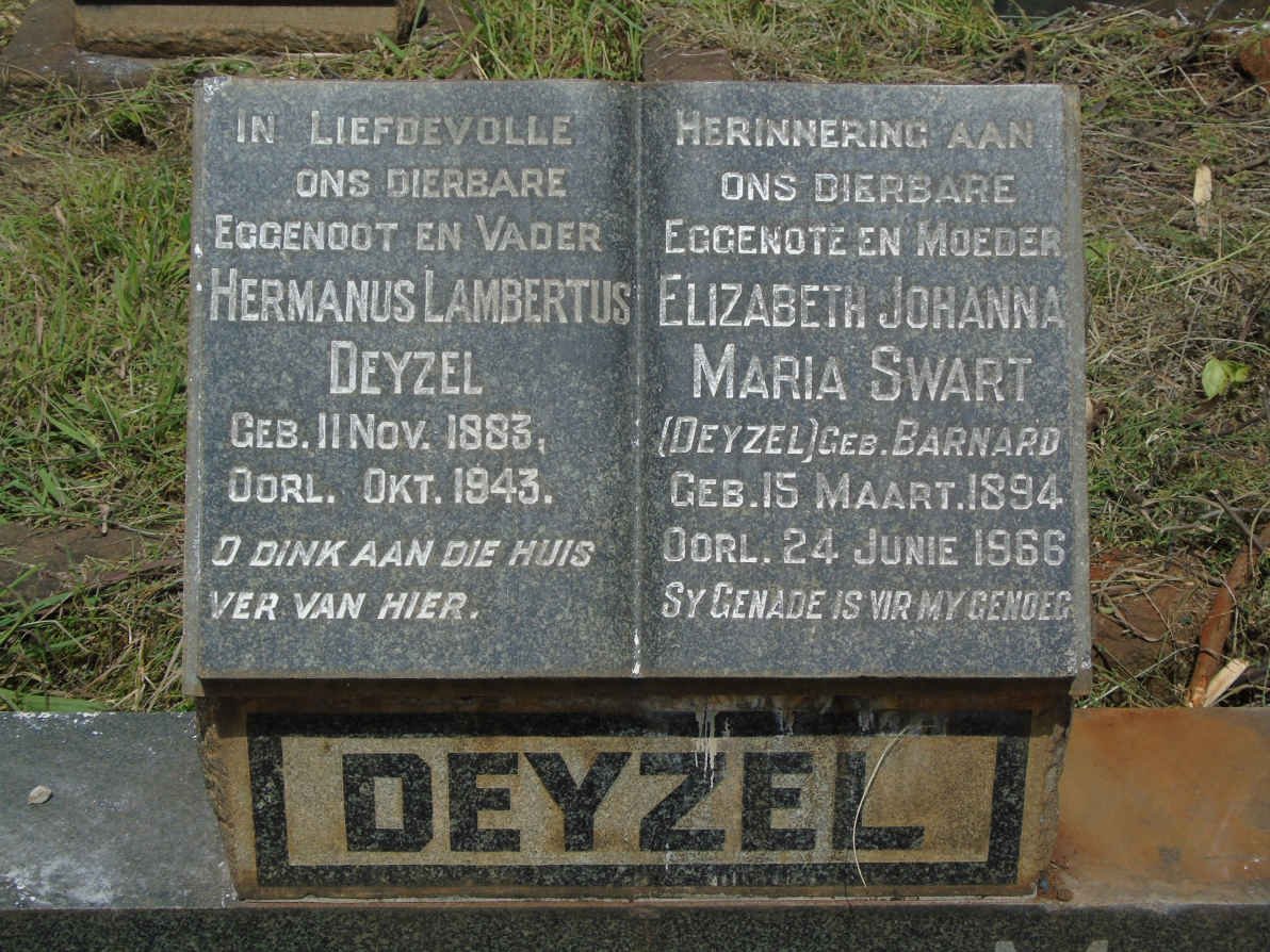 DEYZEL Hermanus Lambertus 1883-1943 & Elizabeth Johanna Maria SWART nee BARNARD 1894-1966_2