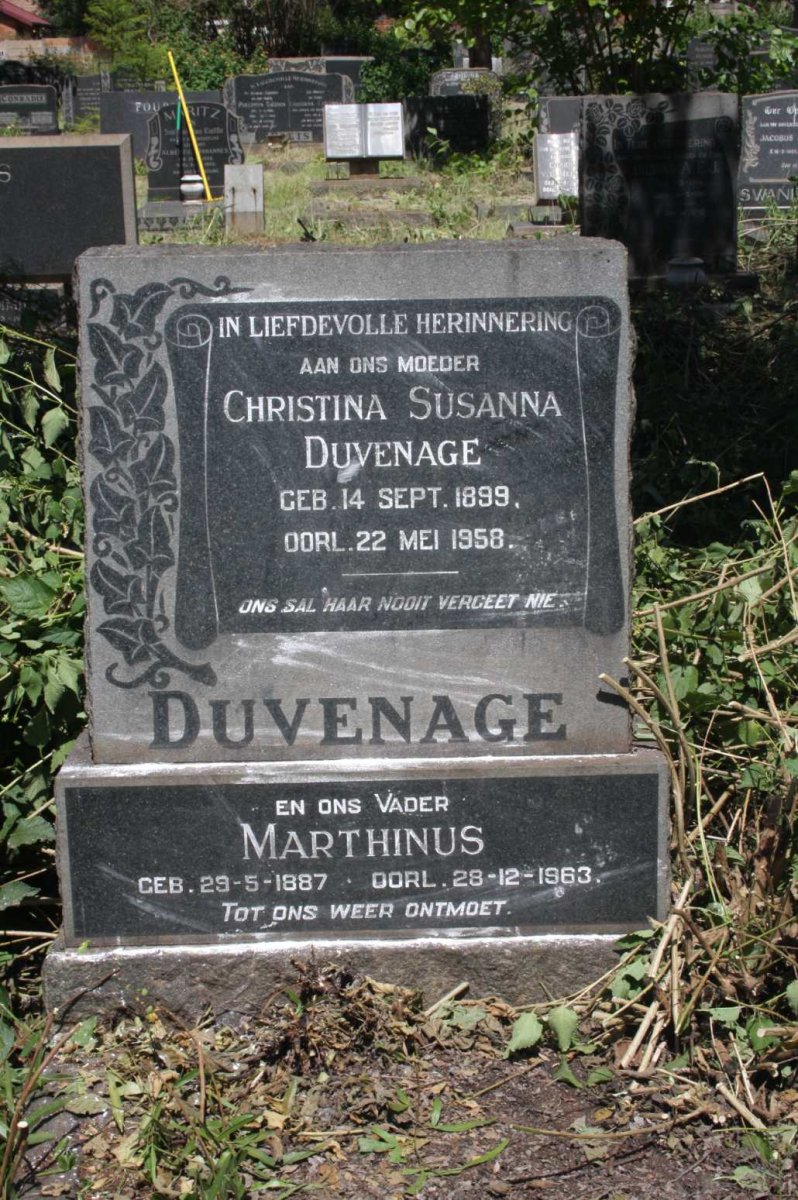 DUVENAGE Marthinus 1887-1963 &amp; Christina Susanna 1899-1958