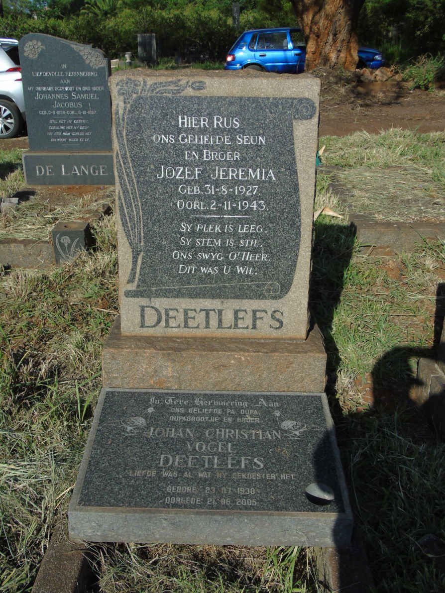 DEETLEFS Josef Jeremia 1927-1943
