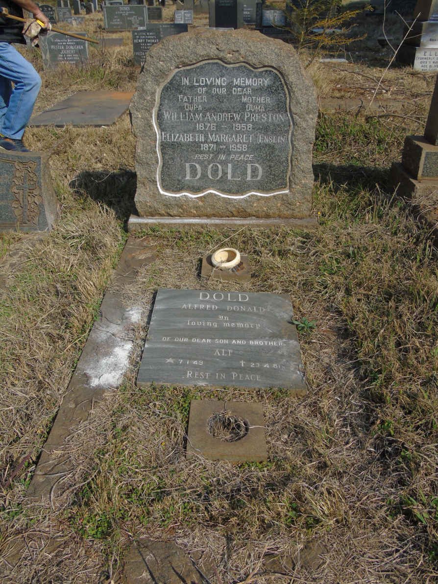 DOLD William Andrew Preston 1876-1958 &amp; Elizabeth Margaret ENSLIN 1871-1958