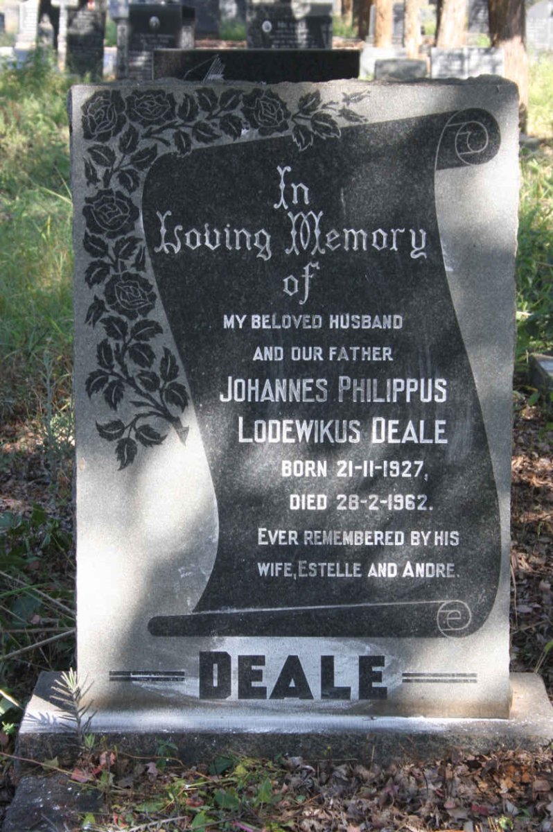 DEALE Johannes Philippus Lodewikus 1927-1962