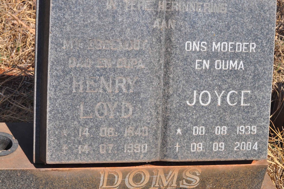 DOMS Henry Loyd 1940-1990 &amp; Joyce 1939-2004
