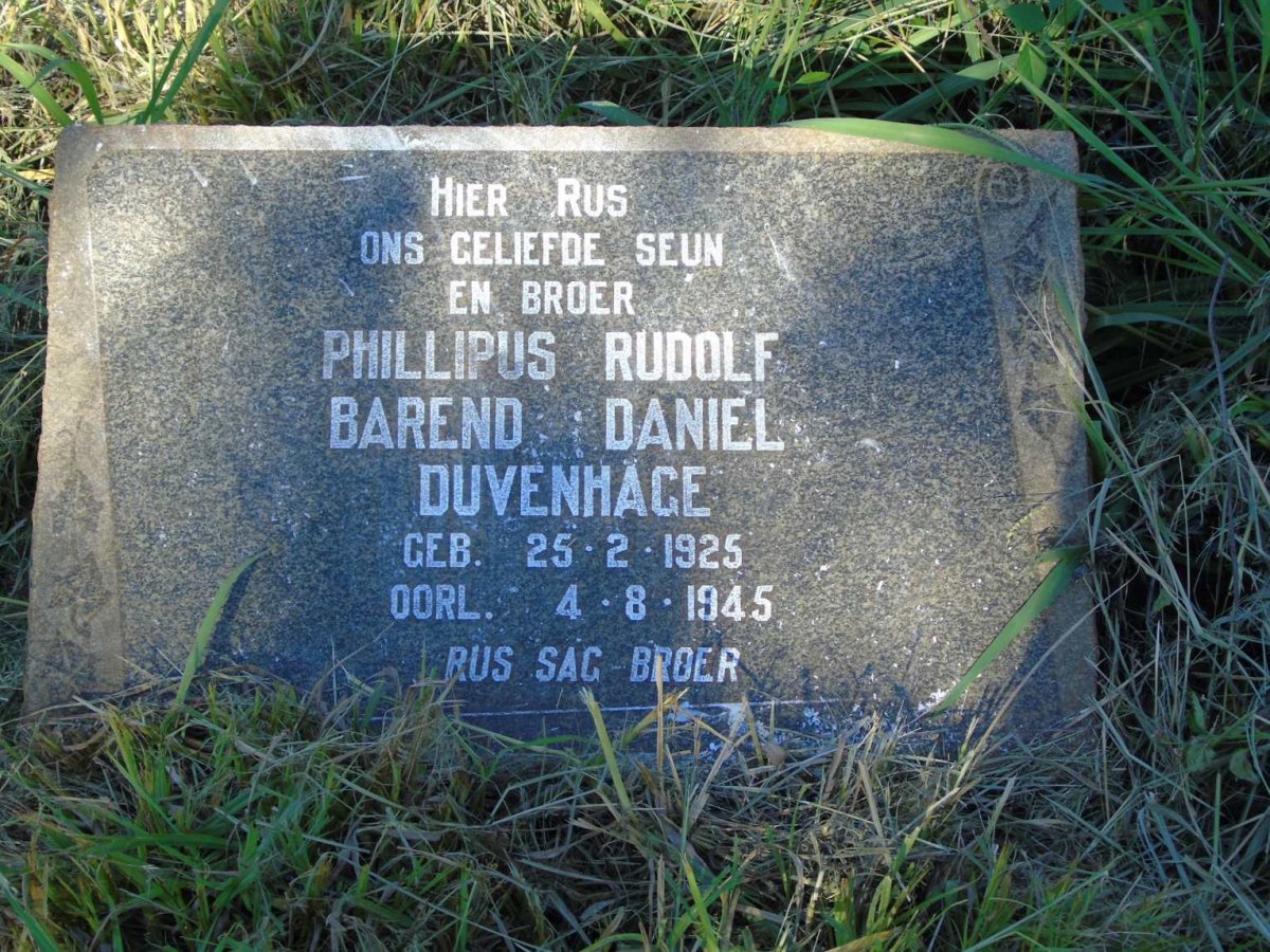 DUVENHAGE Phillipus Rudolf Barend Daniel 1925-1945