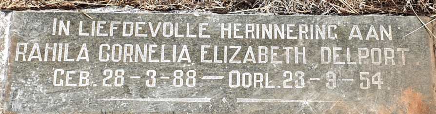 DELPORT Rahila Cornelia Elizabeth 1888-1954