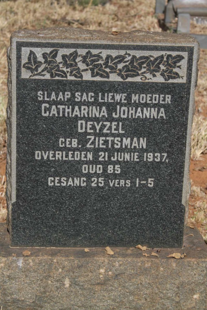 DEYZEL Catharina Johanna nee ZIETSMAN -1937